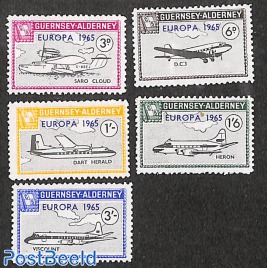 Commodore parcel stamps, Europa, planes 5v