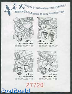 Air pioneers, Special Earo/Astro exhibition sheet (no postal value)