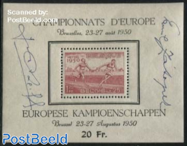 European Athletics s/s, with printed signatures on border