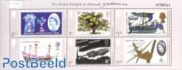 Stamp designs of David Gentleman 6v m/s, London 2002 overprint and numbered
