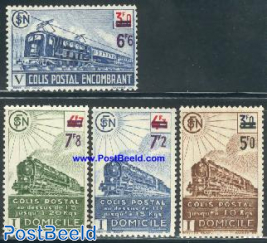Parcel stamps, railways 4v overprinted