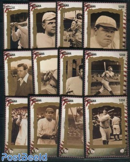 Baseball, 12 Stamp-Baseball cards valid for postage