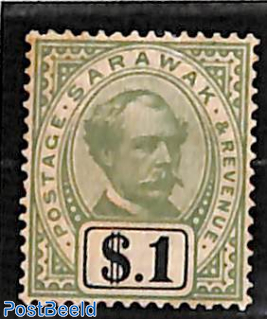1$, Sarawak, Stamp out of set