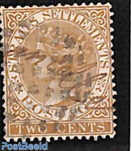 2c, WM CA-Crown, Straits Settlements, Stamp out of set