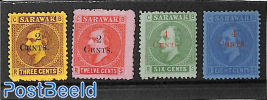 Sarawak, overprints 4v