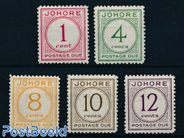 Johore, postage due 5v