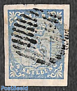 First stamp 4sk blue, wide margins