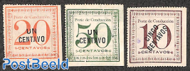 Parcel stamps, overprints 3v