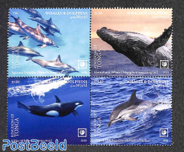 Whales and dolphins 4v [+] (with coloured borders)