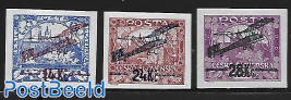 Airmail Overprints 3v, imperforated
