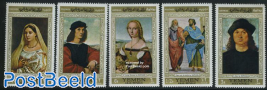 Raphael paintings 5v, gold border