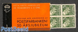 Postal saving bank, type I, booklet with 20 stamps