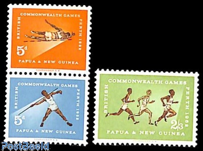 Timbre Papouasie -Nouvelle-Guinée 1963 Jeux Du Pacifique Sud - Collection Complète MNH Timbre Sportif 1963