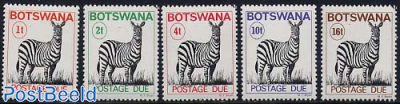 Postage due, Zebra 5v, without points in neck, perf. 14.75