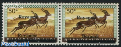 Error overprint; Royaume du Royaume 1v (pair with normal stamp)