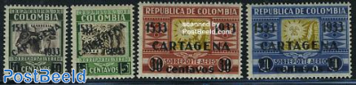 Cartagena, overprints 4v