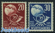 Wurttemberg, 75 Years UPU 2v