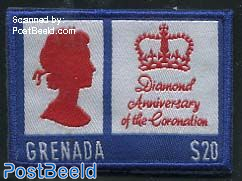 Diamond coronation, Textile stamp 1v