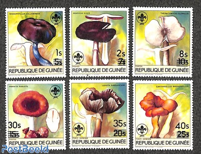 Mushrooms 6v, overprinted