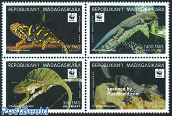 WWF, Chameleon 4v [+] Urplatus on 2050F stamps