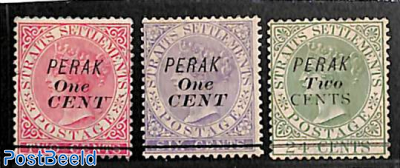 Perak, overprints 3v