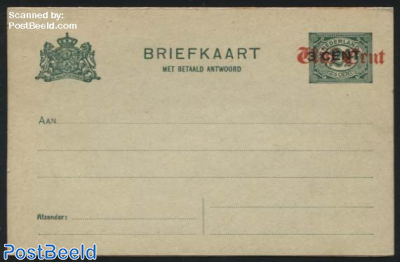 Reply Paid Postcard Vijf Cent on 3CENT on 2.5c, short dividing line