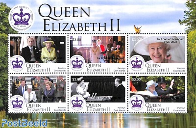 Queen Elizabeth II 6v m/s, overprinted In loving memories 1926-2022