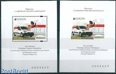 Europa, Postal transport 2 s/s (perforated & imperforated)