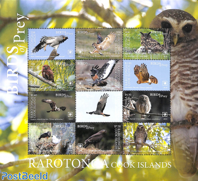 Rarotonga, birds of prey 12v m/s