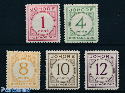 Johore, postage due 5v