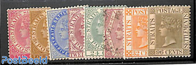 Straits Settlements, Queen Victoria, WM Crown-CA 8v