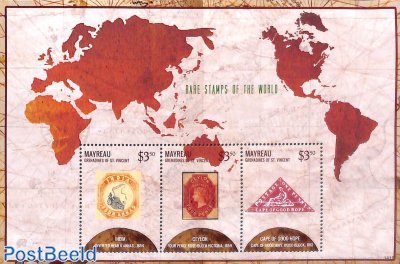 Mayreau, famous stamps 3v m/s
