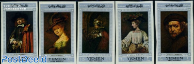 Rembrandt paintings 5v, silver border imperforated